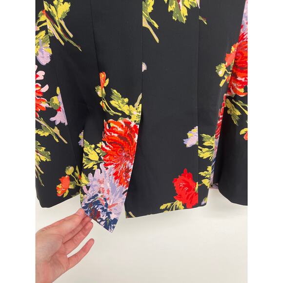 Cinq à Sept Cheyenne Chrysanthemum Scrunched Floral Print Designer Blazer Size 8 - Picture 11 of 16